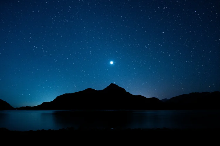 Calm night sky over a mountain